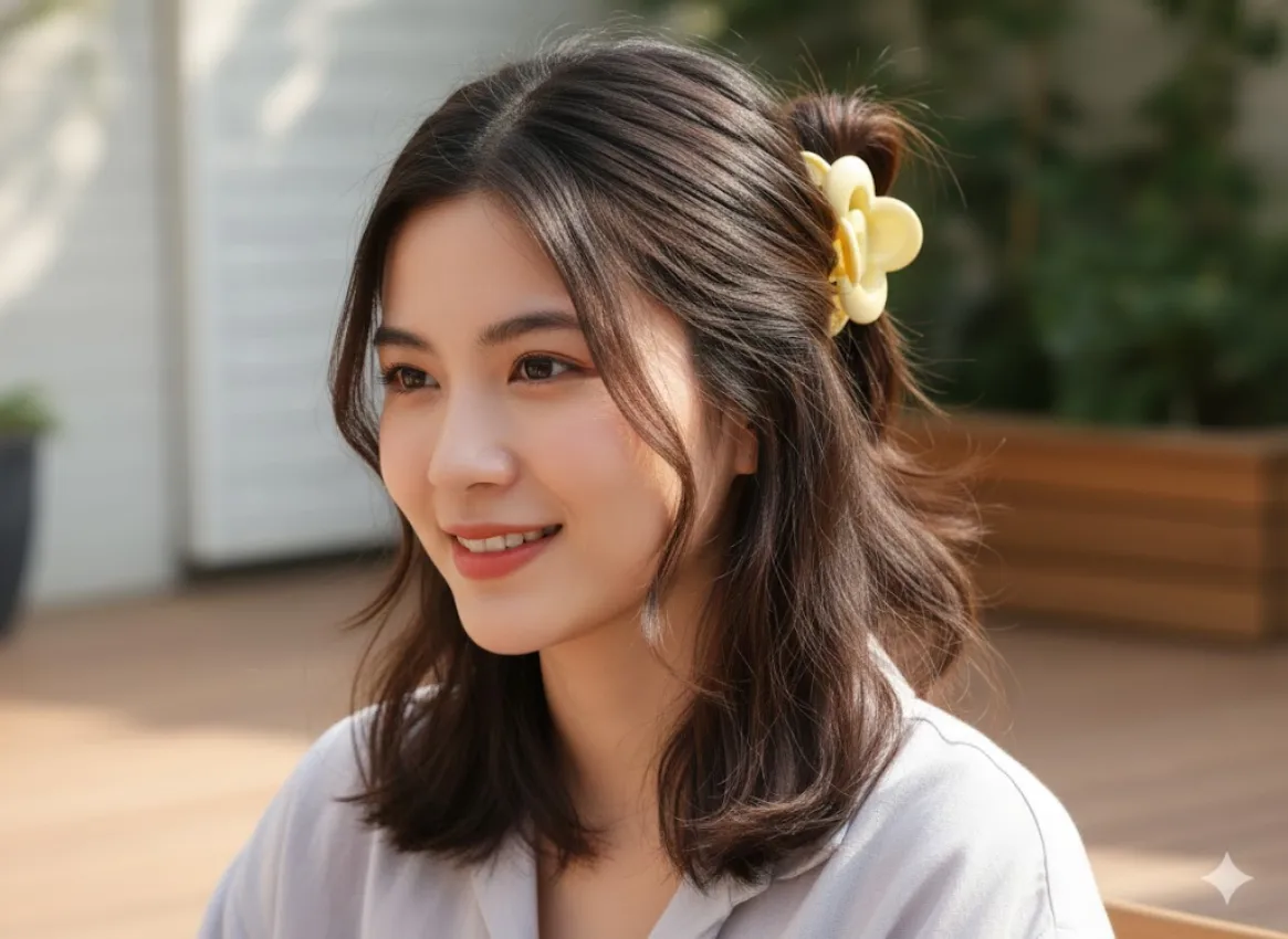 Flower-Shaped Hair Claw Clip