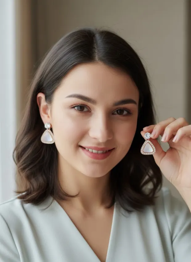 Crystal Triangle Drop Earrings
