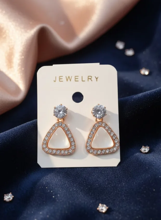 Crystal Triangle Drop Earrings