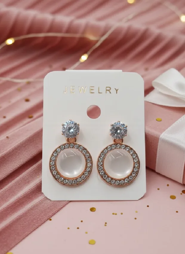 Crystal Studded Round Earrings