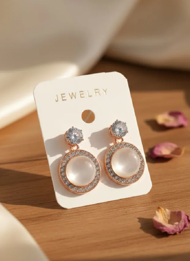 Crystal Studded Round Earrings