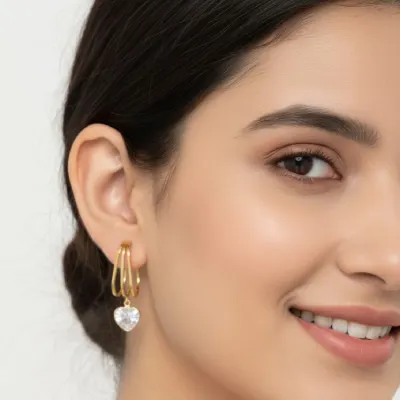 Heart Crystal Drop Earrings