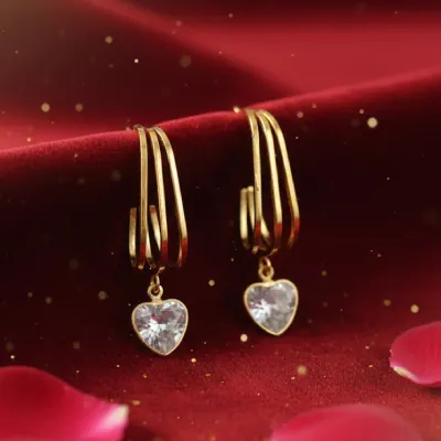 Heart Crystal Drop Earrings