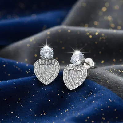 Heart Shaped Crystal Earrings