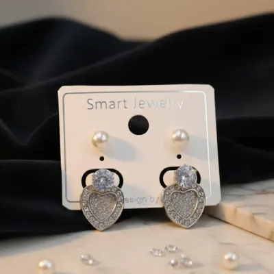 Heart Shaped Crystal Earrings