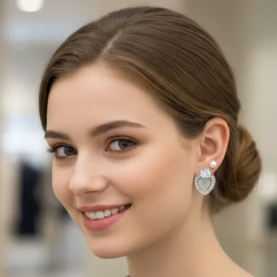 Heart Shaped Crystal Earrings