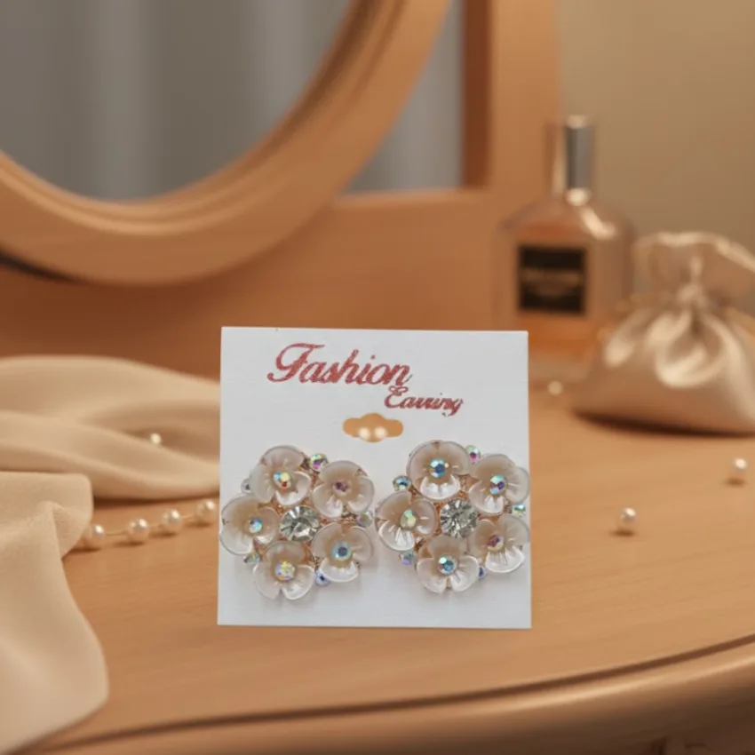 Floral Crystal Stud Earrings