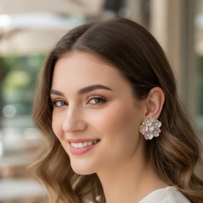 Floral Crystal Stud Earrings