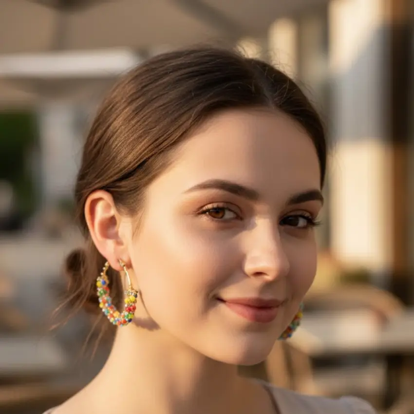 Beaded Hoop Earrings