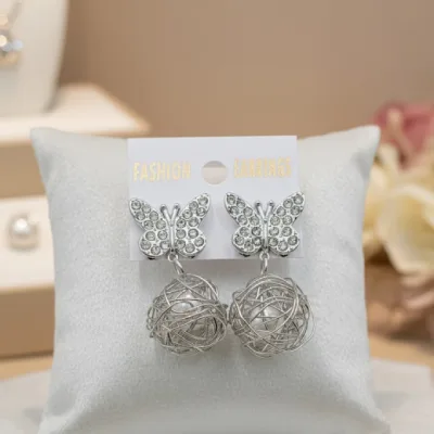 Butterfly Crystal Ball Earrings