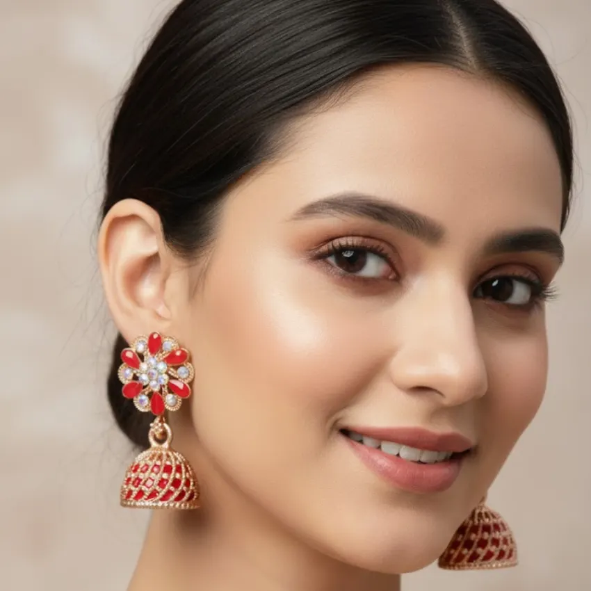 Floral Jhumka Earrings