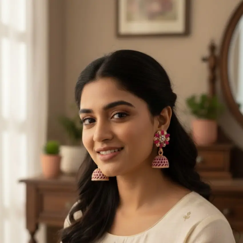 Floral Jhumka Earrings