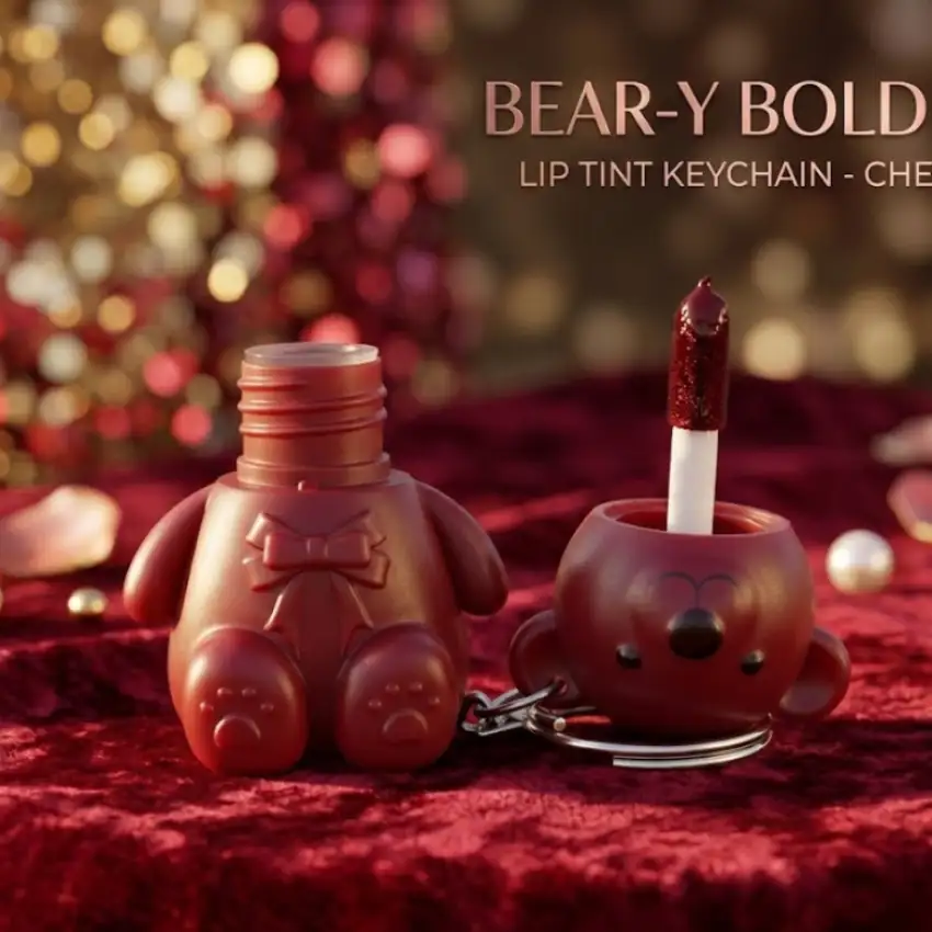 Bear-Shaped Lip Tint Keychain