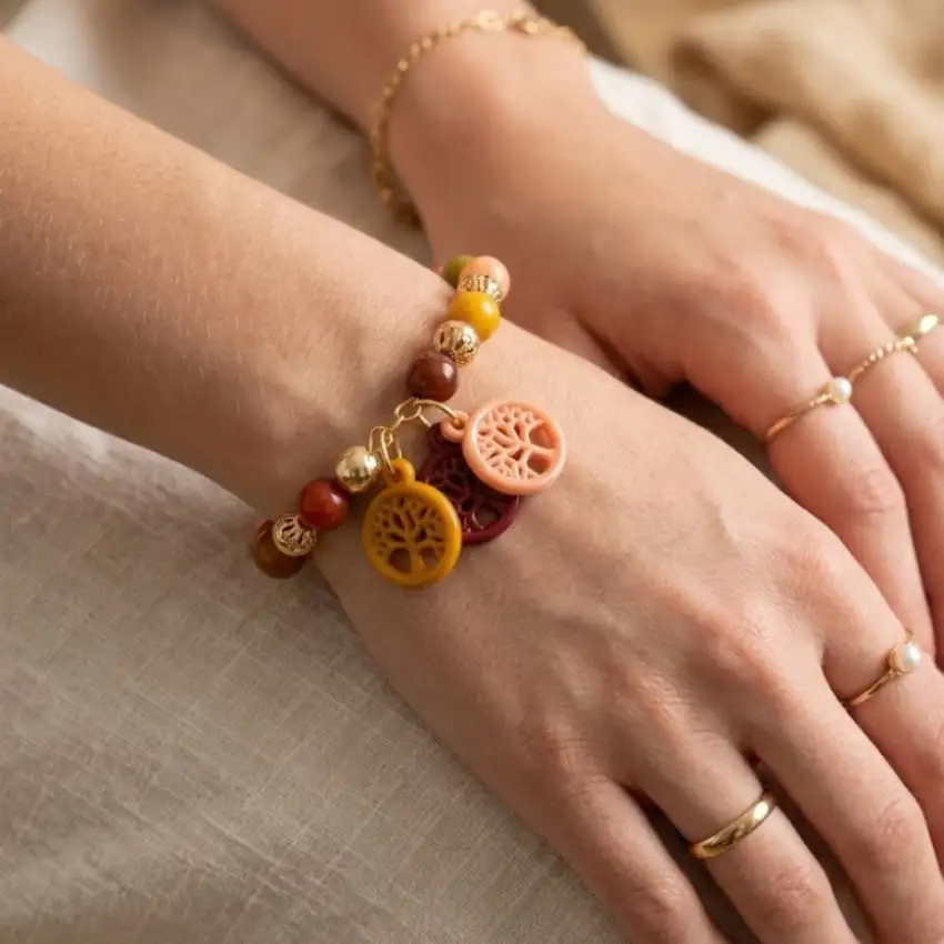 Multicolor Beaded Charm Bracelet