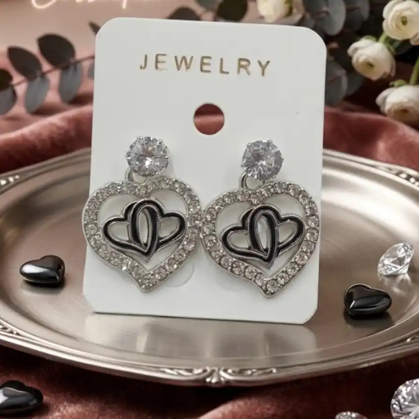 Heart Shaped Crystal Earrings
