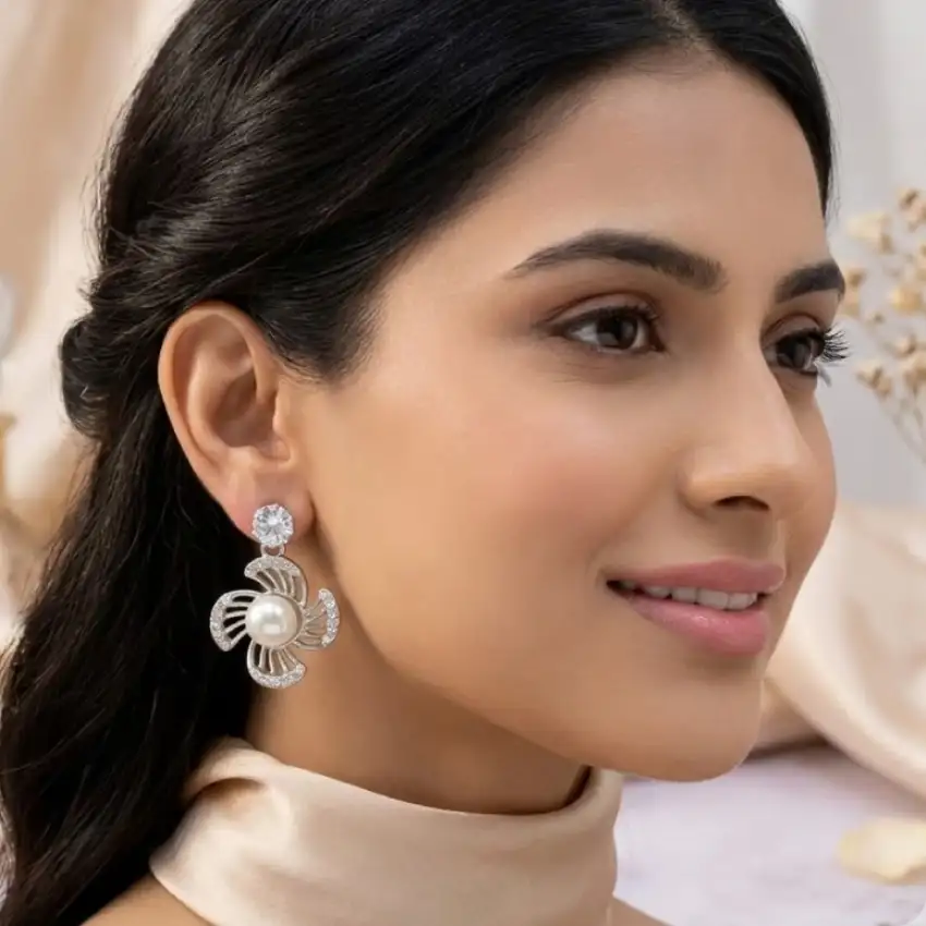 Pearl Flower Stud Earrings
