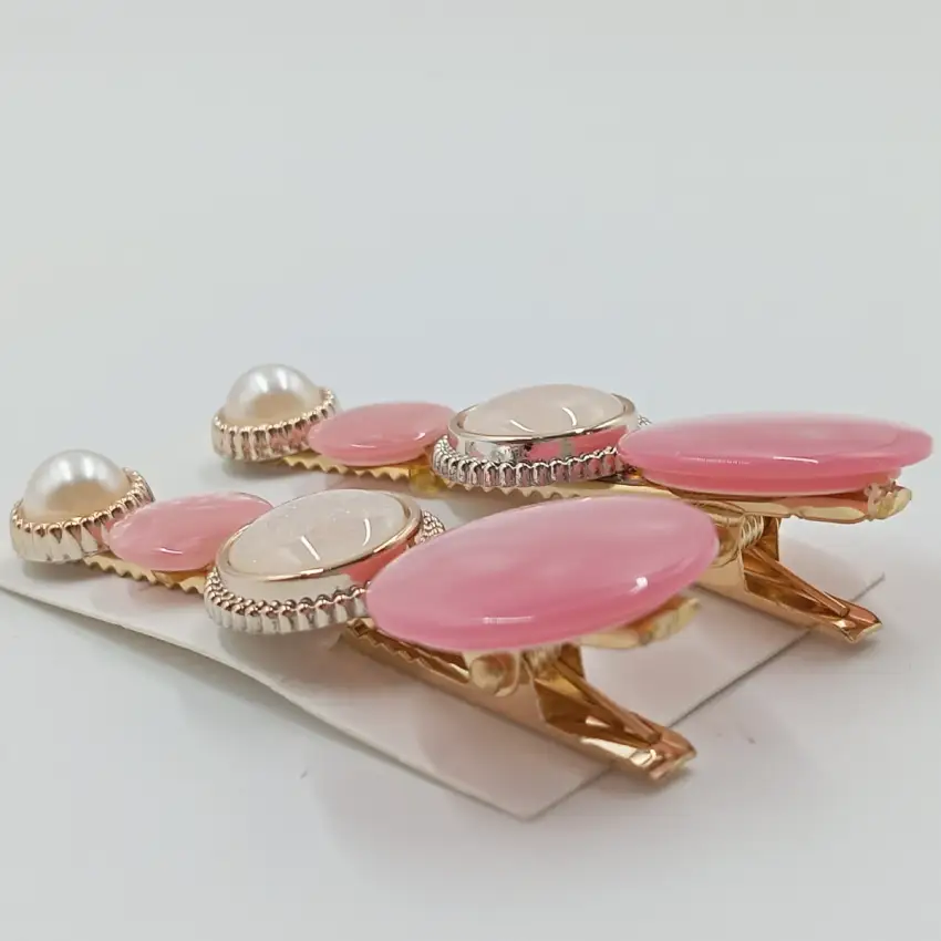 Pearl and Pink Hair Clips