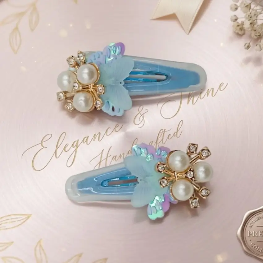 Pearl Butterfly Hair Clips