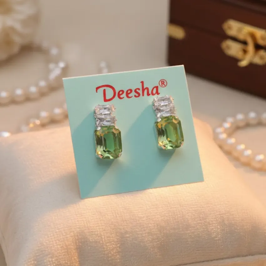 Deesha Green Gemstone Earrings