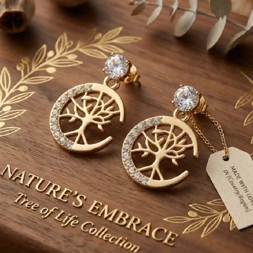 Tree of Life Moon Earrings