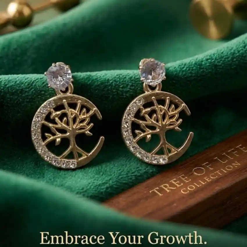 Tree of Life Moon Earrings