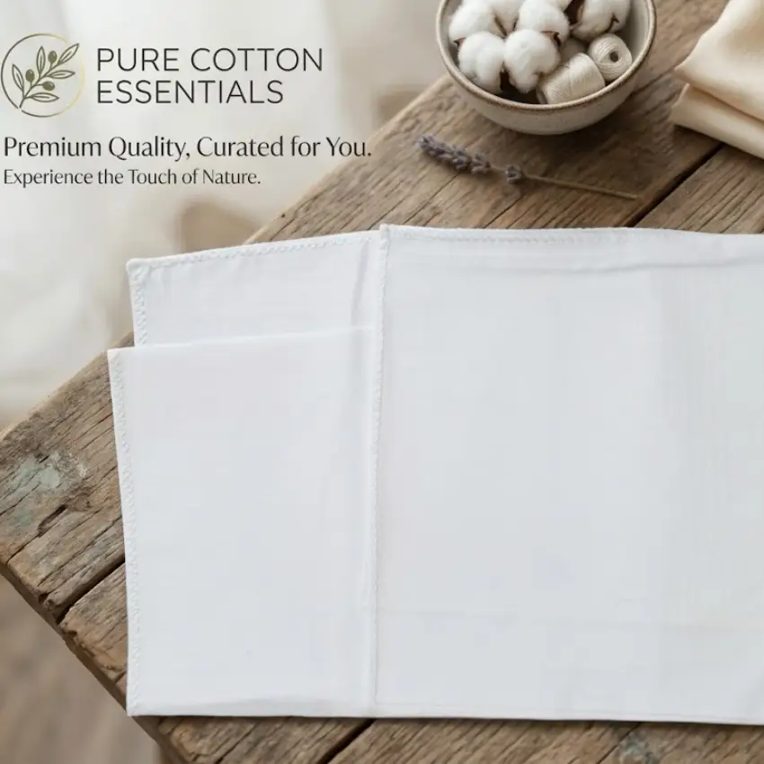 White Cotton  Handkerchief | Hanky |