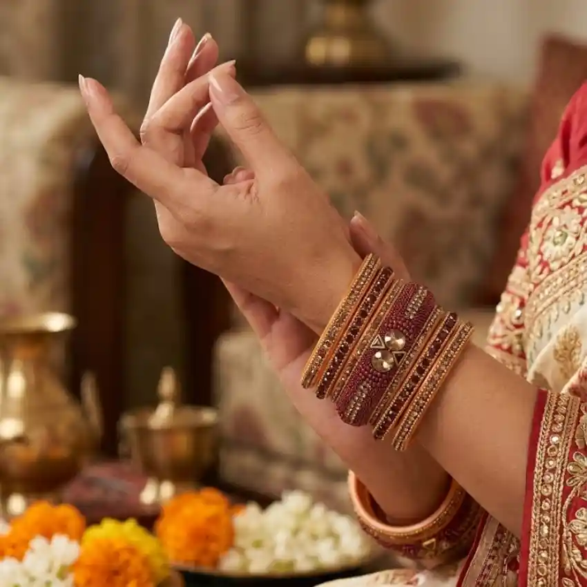 Embellished Maroon Stone-Studded Chudi Bangles Set