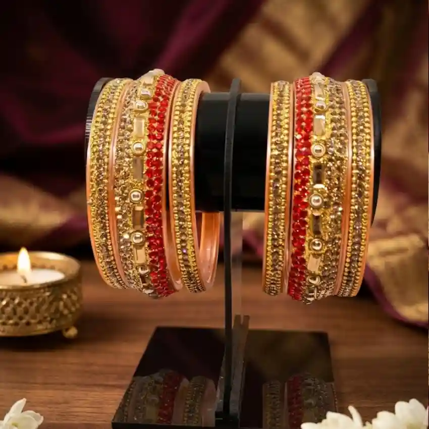 Traditional Stone Studded Chudi Bangles Set