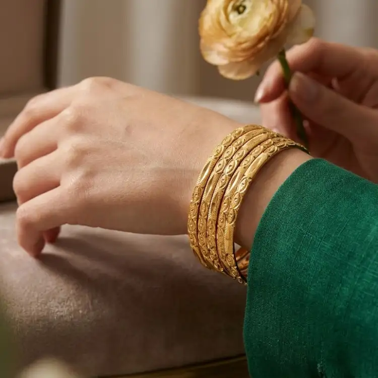 Gold-Tone Imitation Bangles Set (Chudi)